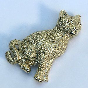 Vintage Golden Cat Brooch Pin